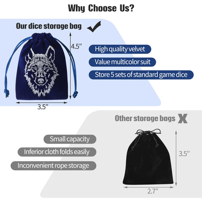 Grajar 35Pcs DND Dice Set with 5 Colorful Animal Patterned Dice Pouches, Polyhedral Dice Sets for Dungeons and Dragons D&D TTRPG MTG Table Role Playing Games