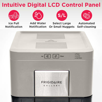 Frigidaire Nugget Ice Maker, Countertop Ice Machine with Transparent Window, Sonic Ice Maker with 44 lbs. Capacity, Auto Self Cleaning Ice Maker Machine, 2.0 Gen, Cream - 16.75D x 11.75W x 20.25H