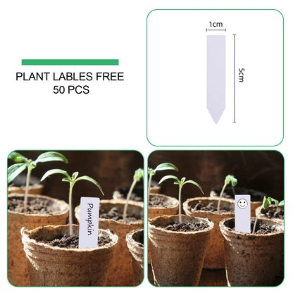 JERIA 50-Pack 3.15 Inch Peat Pots for Seedling with 50 Pcs Plant Labels,Outdoor Garden Germination Nursery Pots,Biodegradable Seed Starter Pots Kits