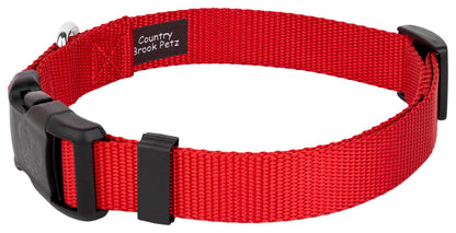 Country Brook Petz - American-Made Dog Collar for Large, Medium, and Small Dogs and Puppies - Deluxe Heavy Duty Nylon in 33 Dazzling Colors (Large, 1 Inch Wide, Bright Red)