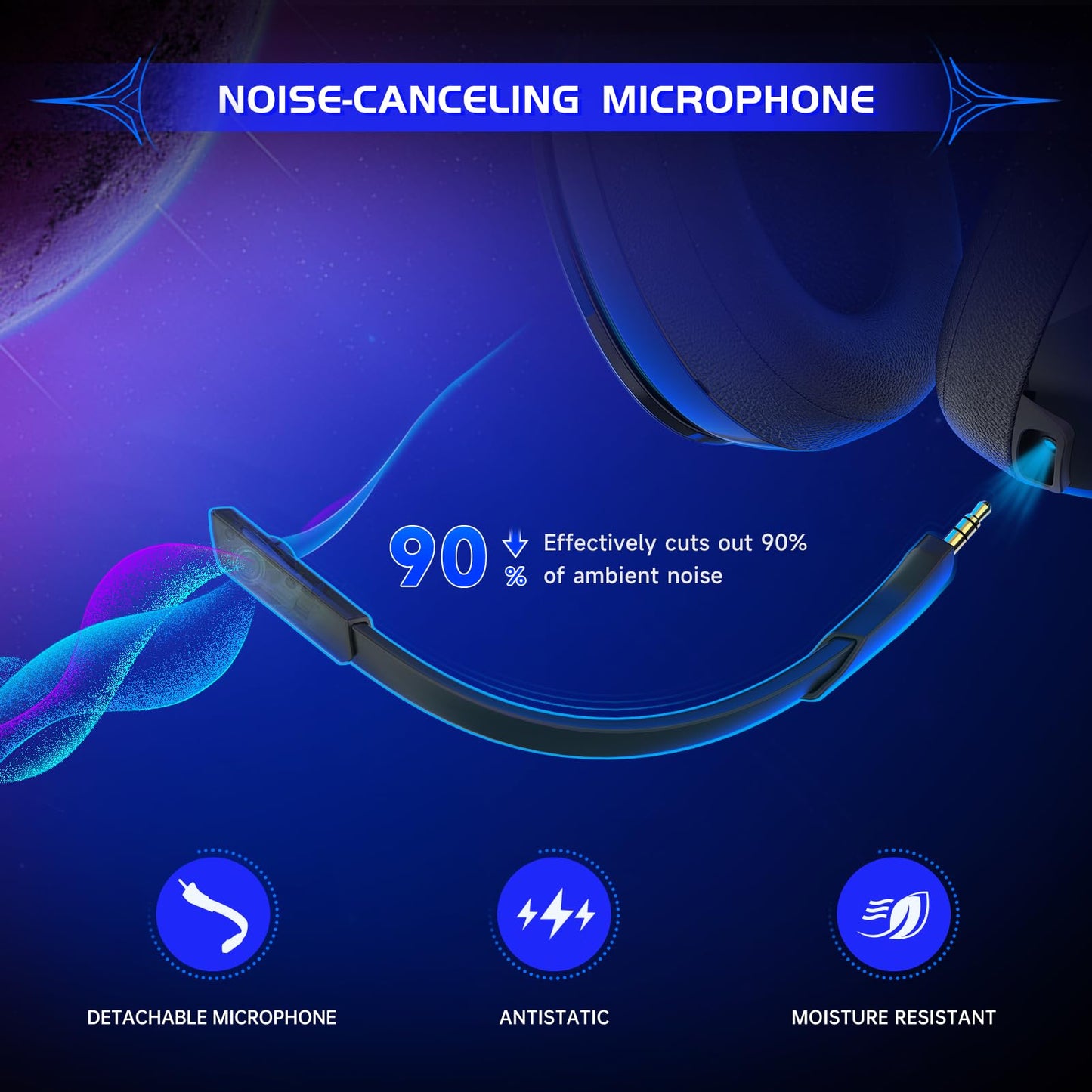 Gvyugke Gaming Headset Wireless 2.4GHz for PS5, PS4 Fortnite/Call of Duty/FPS Gamers, PC, Switch, Bluetooth 5.3 Gaming Headphones with ENC Microphone, Surround Sound, 40+H Battery (Black)