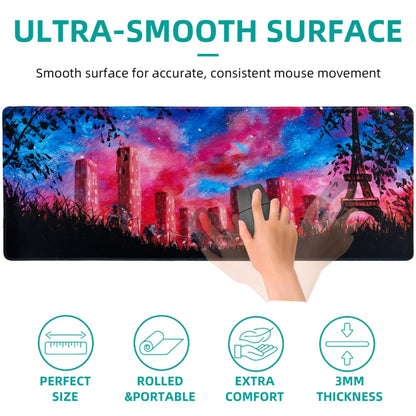 Hopipad Pink Large Gaming Mouse Pad, XL Desk Mat with Seamed Edges, Waterproof, Non-Slip Rubber Base, 31.5x11.8 Inch Keyboard Pad, Big Mousepad