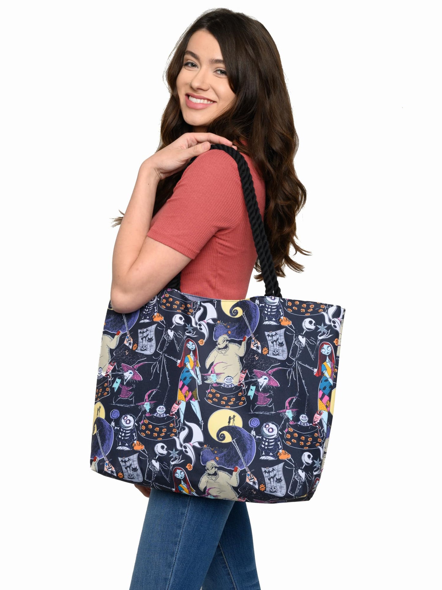 Disney Nightmare Before Christmas Tote Jack Skellington Sally Zero Print Bag