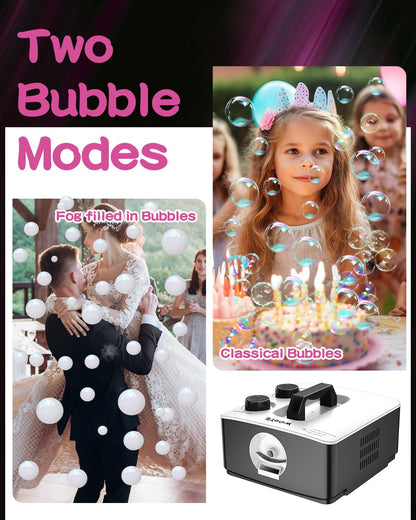 Fog Machine, No Spill Fog Bubble Machine, Portable Smoke Bubble Machine, Bubble Fogger, Bubble Fog Combo Machine for Indoor Outdoor Party Wedding Birthday Photograph Christmas Halloween