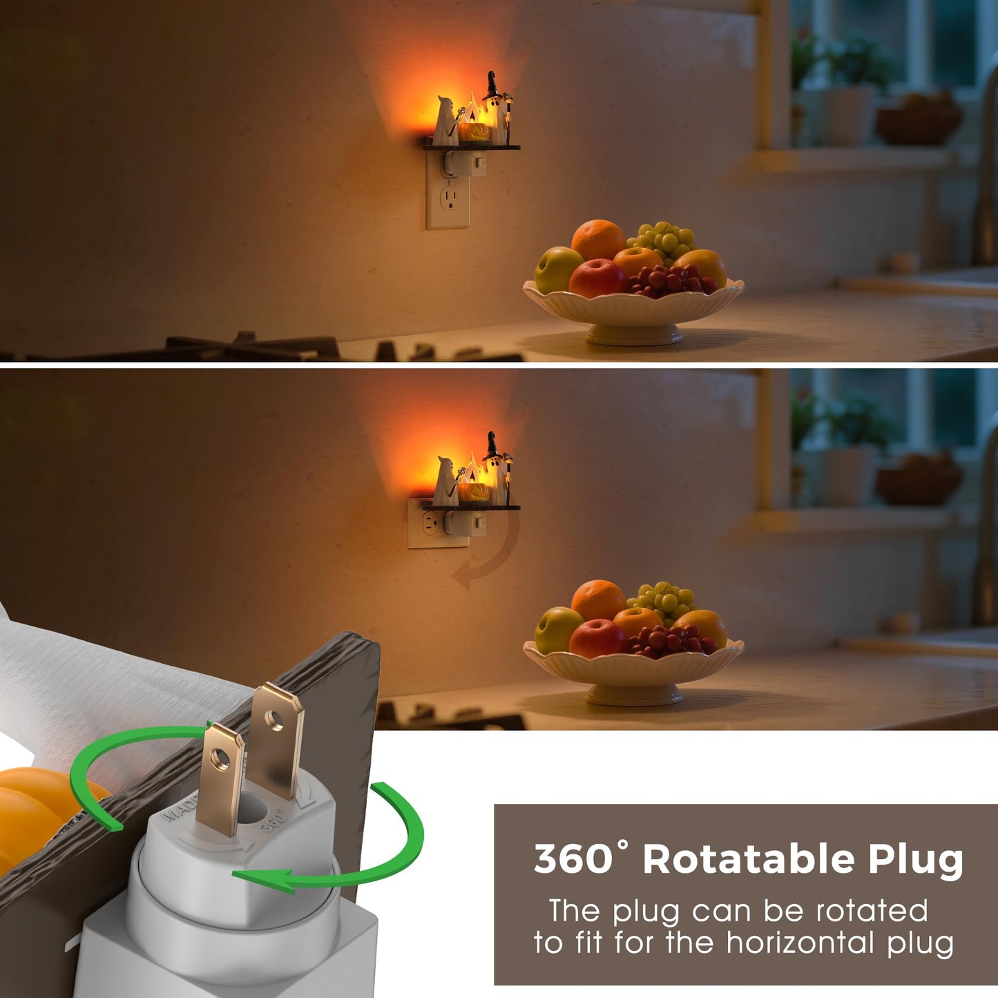 L LOHAS LED Halloween Night Light,Ghost Campfire Nightlight,Campfire Flickering Night Lights Plug into Wall,Halloween Decorations for Party,Adults,Kids,Gift