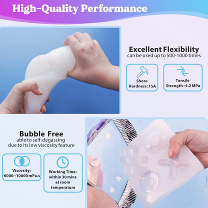 LET'S RESIN Silicone Mold Making Kit-Translucent Silicone Rubber Non-Toxic Liquid Mold Making Silicone-20.46oz Super Elastic Molding Silicone-Ideal for 3D Molds,Resin Molds,Silicone Molds-4H Fast Cure