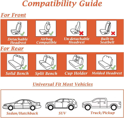 Coverado Car Seat Covers Full Set, Seat Covers for Cars, Gray Car Seat Protector Waterproof, Nappa Leather Car Seat Cushion, Car Seat Covers Front Seats and Back Fit for Most Cars