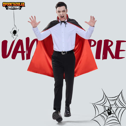 JOYIN Adult Child Unisex Vampire Costume Accessories Halloween Vampire Cape for Transylvania Dracula Theme Party with Reversible Cape Cloak and Tattoo Scar