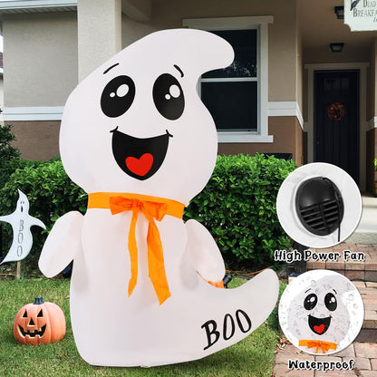 GOOSH 4 FT Halloween Inflatable Cute Ghost Outdoor Decorations Blow Up Yard Ghost with Built-in LEDs for Indoor Garden Lawn Party Decor