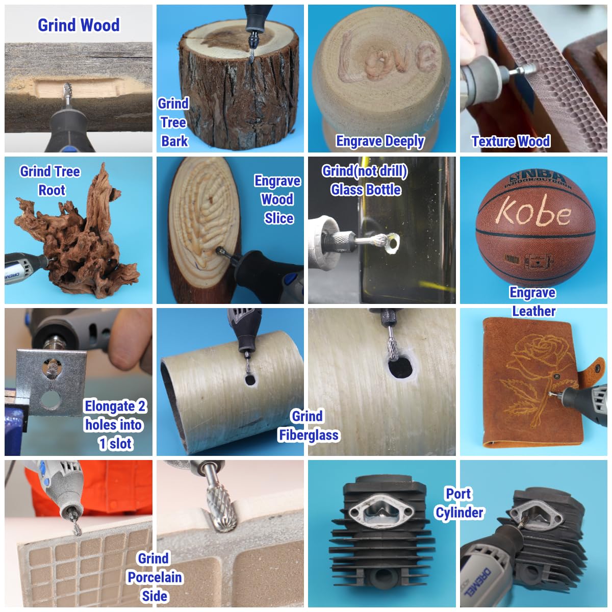 20 Pcs Carbide Burr Bits 1/8" Shank Compatible with Dremel Milwaukee Metal Grinding Wood Stone Steel Carving Cutting Engraving Grinder Kit Attachment Rotary Tool Accessories Set Harder than Diamond