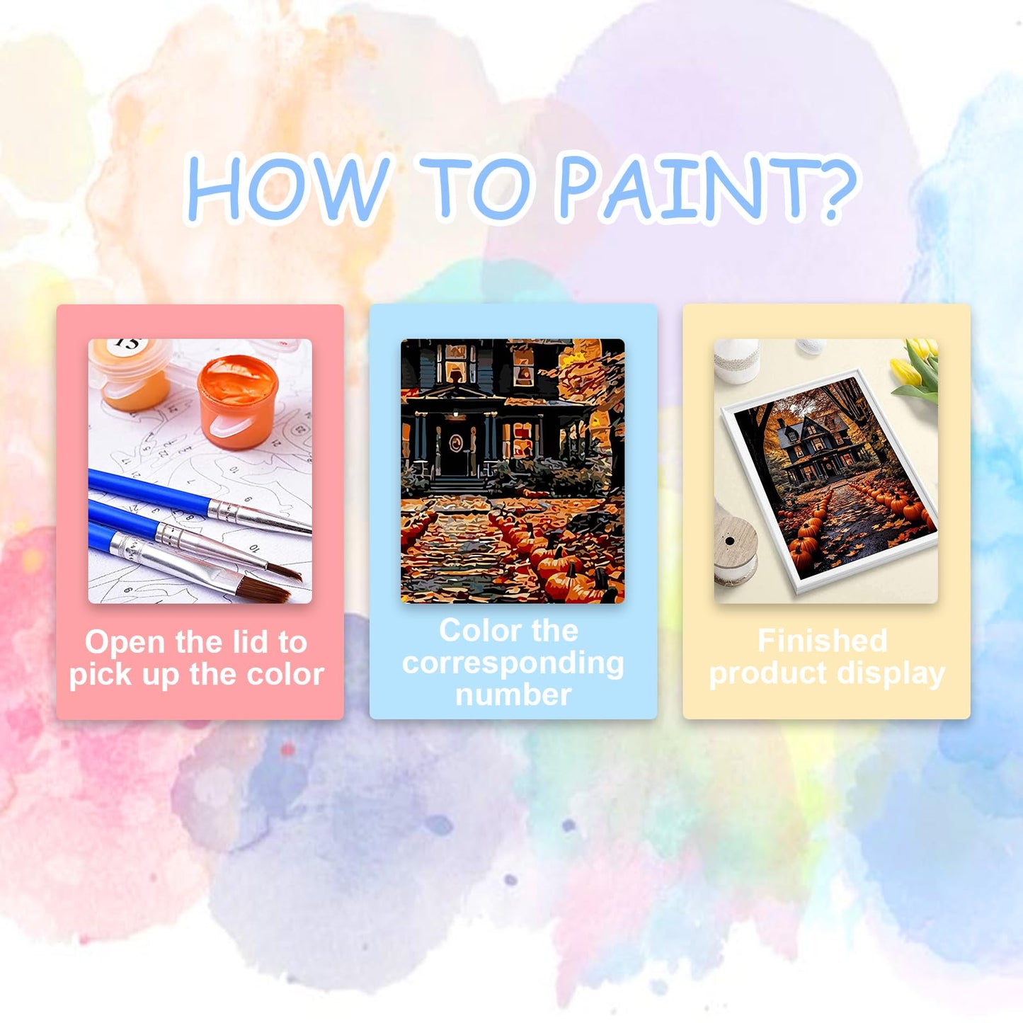 Landscape Paint by Number for Adults-Paint by Numbers for Adults Halloween, House Painting by Numbers for Gift Home Wall Decor (Halloween, 16x20 inch)