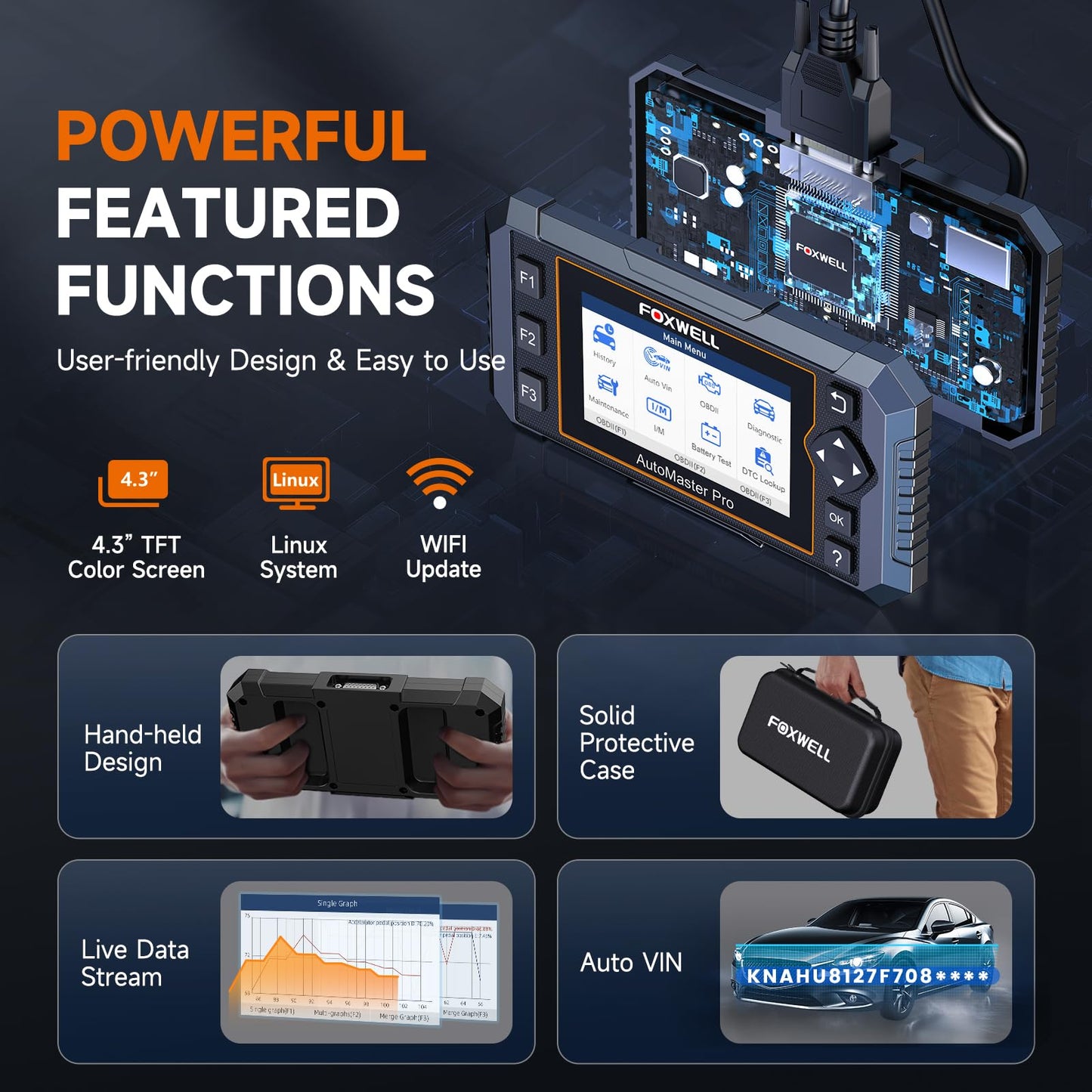 FOXWELL OBD2 Scanner NT614 Elite Engine Airbag Transmission ABS SRS Auto Scanner with 5 Reset Services WiFi Update Car Scanner ABS Bleeding/SAS/EPB/Throttle/Oil Upgrade of NT604 Code Reader Scan Tool