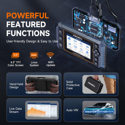 FOXWELL OBD2 Scanner NT614 Elite Engine Airbag Transmission ABS SRS Auto Scanner with 5 Reset Services WiFi Update Car Scanner ABS Bleeding/SAS/EPB/Throttle/Oil Upgrade of NT604 Code Reader Scan Tool
