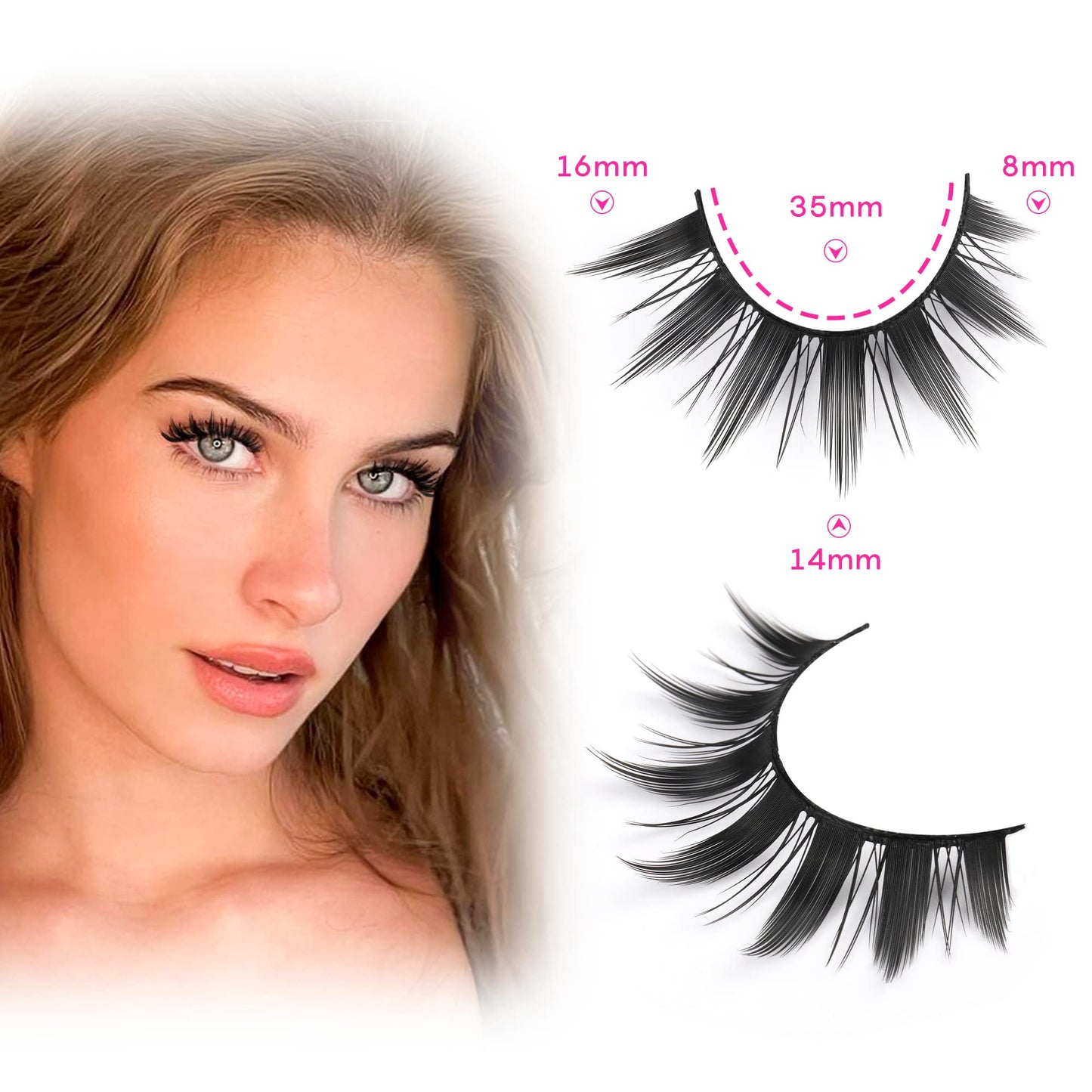 False Eyelashes 10 Pairs Manga Lashes Japanese Style Anime Thick Cosplay Lashes Natural Look 16MM Spiky 8D Wispy Faux Mink Lashes Full Strip Doll Lashes by FANXITON