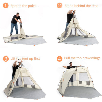 Easthills Outdoors Instant Shader Deluxe XL Beach Tent Easy Up 99" Wide for 4-6 Person Sun Shelter - Extended Zippered Porch Included Blue