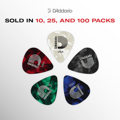 D'Addario Celluloid Guitar Picks - Guitar Accessories - Guitar Picks for Acoustic Guitar, Electric Guitar, Bass Guitar - Natural Feel, Warm Tone - Assorted, Medium 0.70mm, 10-pack
