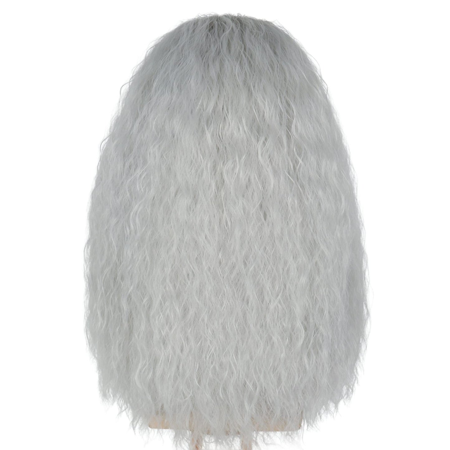 Koonfan Women Witch Costume Men Wizard Wig Silver Gray Old Lady Grandma Wig Halloween Cosplay Wigs