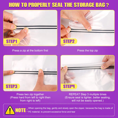 FURWEY 25 Gallon Extra Large Storage Bags 35”x 24”Resealable Clear Bags with Handle 4 Mil Thick Heavy Duty Big Bag for Clothes Pillow Travel Moving,Bedding,Shoes and Toys Storage, Pack of 6