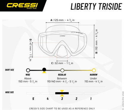 Cressi Liberty Triside Spe Diving Mask, Black/Black/Black