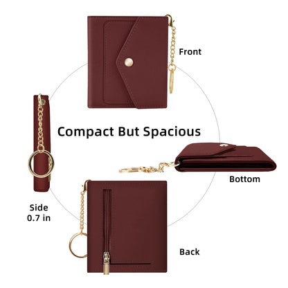 Gostwo Womens Wallet RFID Blocking Small Wallets Woman Credit Card Holder Trifold Ladies Wallets with Coins Zipper Pocket(Red Deep)