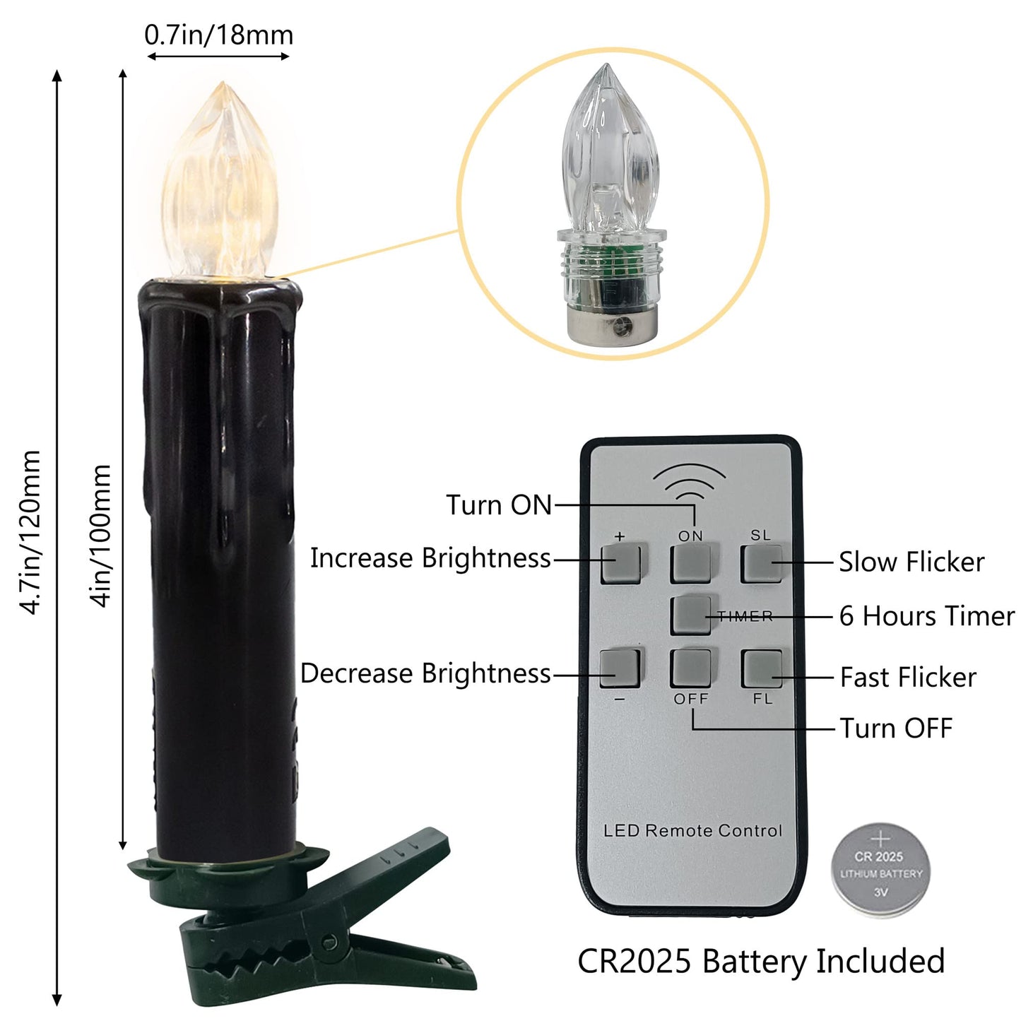 Gedengni LED Candlesticks Short Taper Candle, 4inches Battery Operated Chandelier Halloween Black Flameless Candles Mini Remote Candle Sticks for Harry Potter Party Home Decor,10pcs-BL