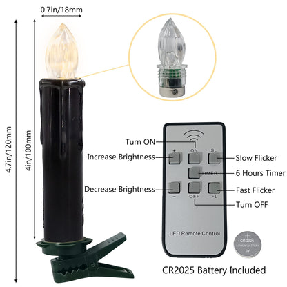 Gedengni LED Candlesticks Short Taper Candle, 4inches Battery Operated Chandelier Halloween Black Flameless Candles Mini Remote Candle Sticks for Harry Potter Party Home Decor,10pcs-BL