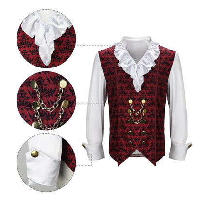 HLENOK Adult Men Devil Vampire Costume Shirt Cloak Outfit Deluxe Medieval Renaissance Scary Gothic Long Halloween Cosplay Cape (X-Large)