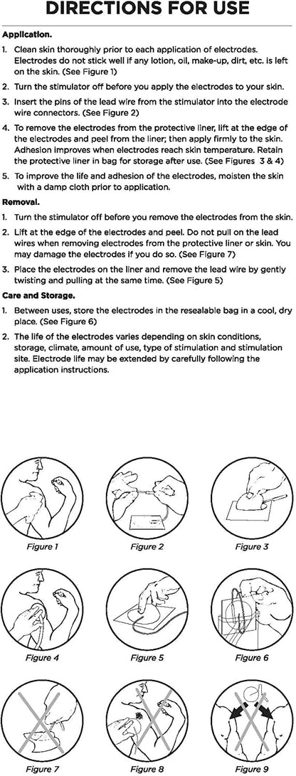 KS Premium TENS/EMS Unit 40 Electrode Pads 2"x2" in. Reusable Self Stick Gel Carbon Electrodes