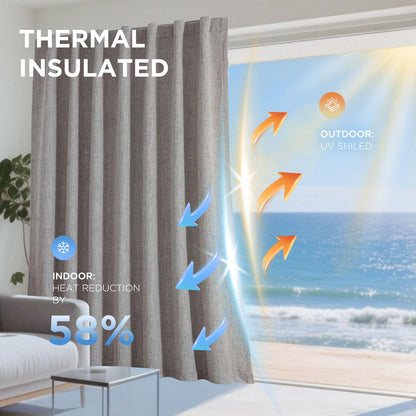 Joydeco Blackout Curtains for Bedroom - Natural Linen Curtains 52" W x 84" L (Pack of 2), Thermal Insulated 100% Blackout 2 Panels Linen Rod Pocket & Back Tabs Light Blocking Drapes for Living Room