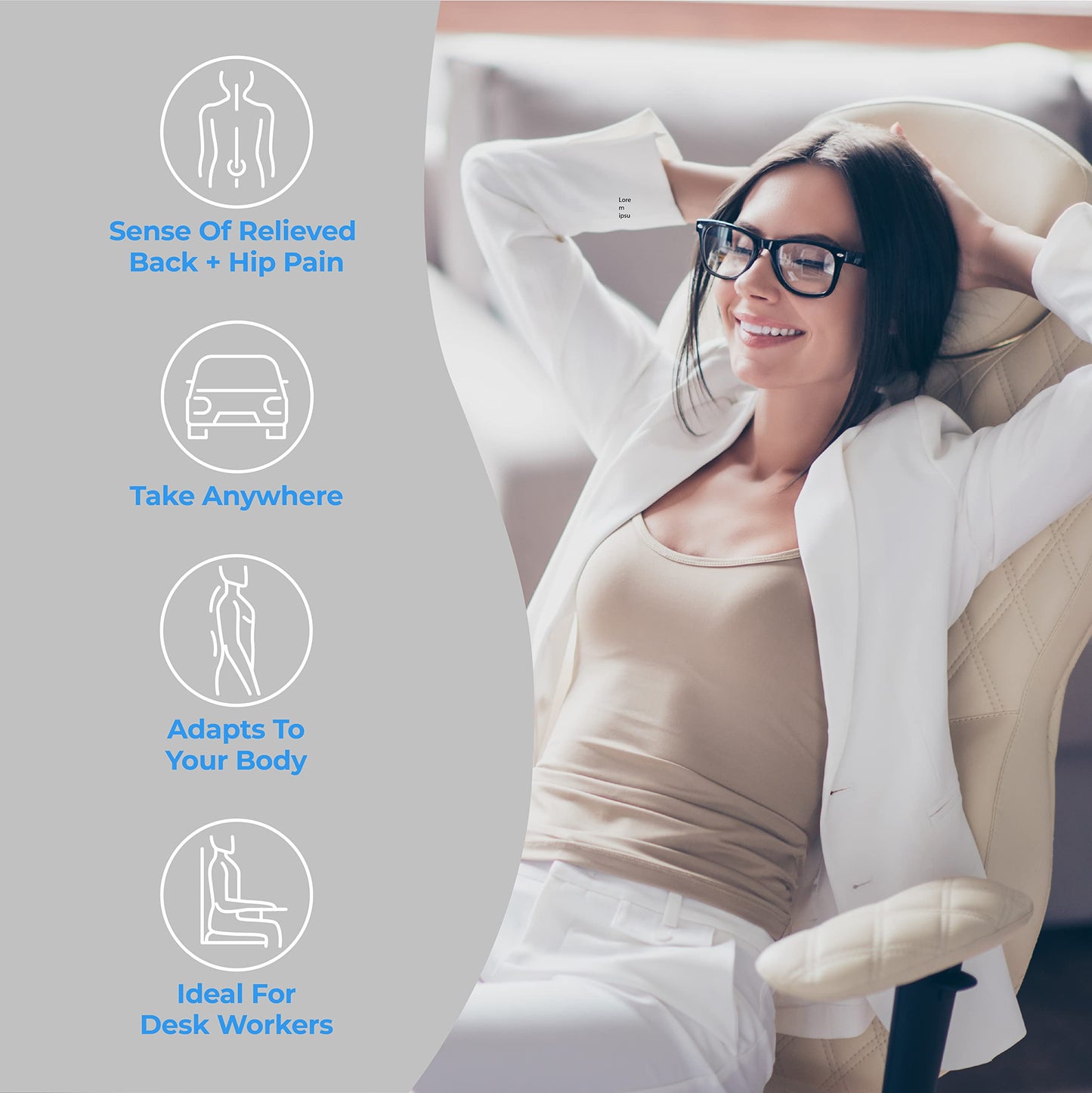 Klaudena | Office Chair Cushion for Tailbone Pain & Pressure Relief | Seat Cushion for Long Sitting Hours | Coccyx Lower Back Support | Memory Foam Cushions for Hip & Sciatica | Ergonomic Butt Pillow