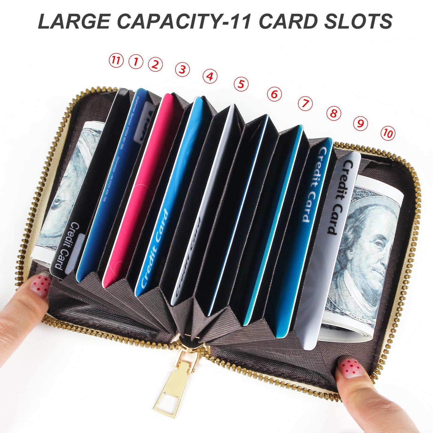 EcoVision Credit Card Wallet, RFID Card Case Wallet, Zipper Card Cases Holder for Men Women, RFID Blocking, KeyChain Wallet, Compact Size Card Organizer Case for Women