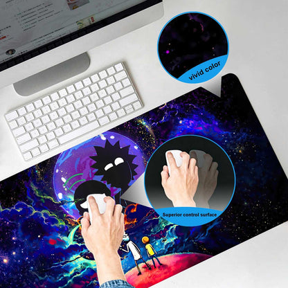 Large Gaming Mouse Pad Anime Night Sky Space Stars Custom Desk Pad,Mousepad with Non-Slip Rubber Base and Stitched Edges Mouse Mat,Portable Desk Mat for Office,Computer Work,Game,31.5X15.7