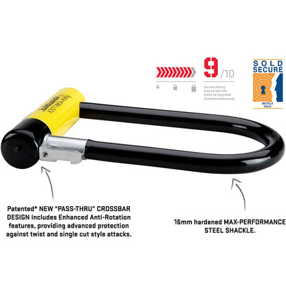 Kryptonite New York Standard Bike U-Lock, Heavy Duty Anti-Theft, 16mm Shackle with Mounting Bracket and Keys, Ultimate Security for Bicycles E-Bikes Scooters