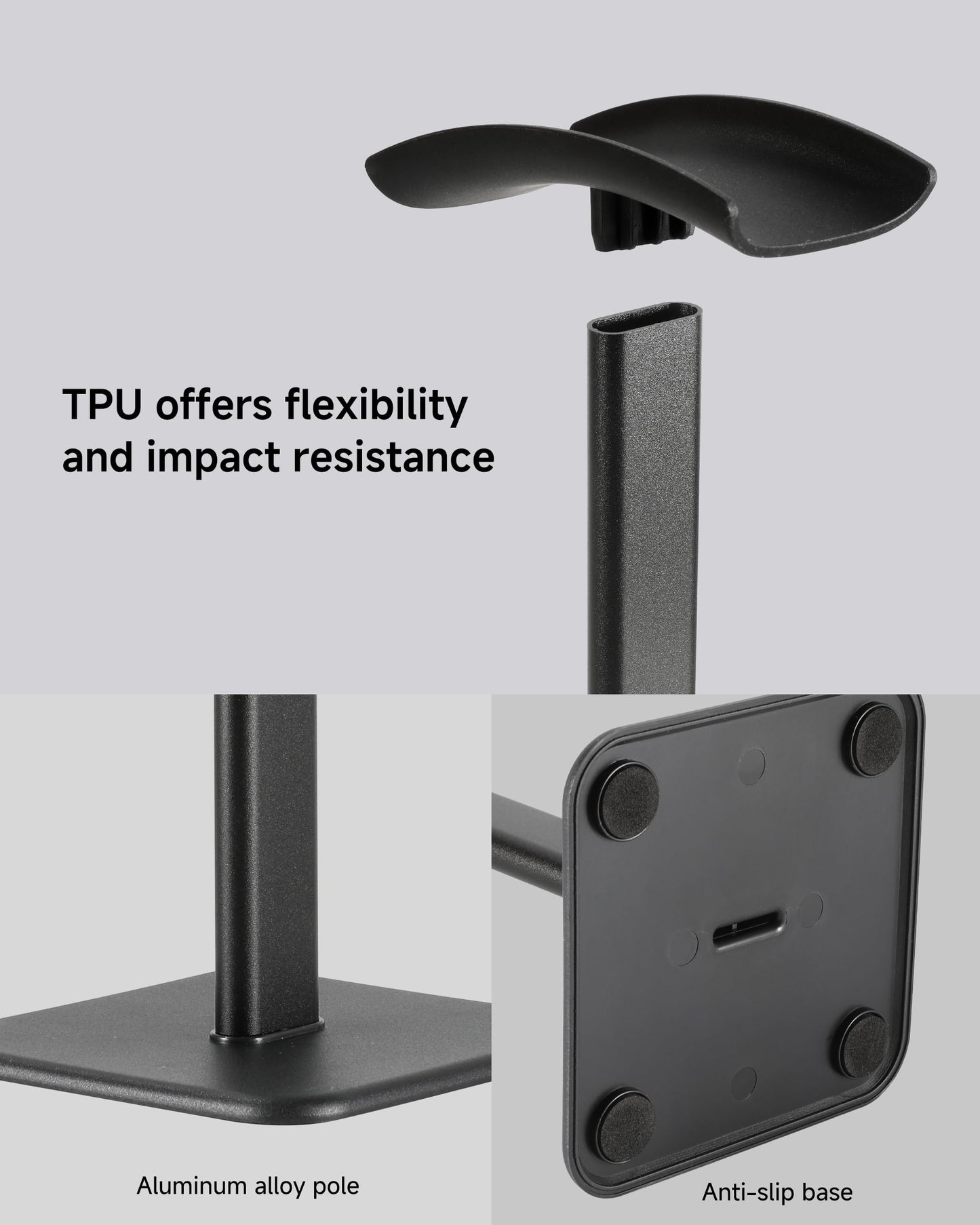 DGPLUS Headset Stand - Headphone Holder for Desk with Aluminum Hanger Compatible with All Over-Ear On-Ear Computer Xbox One PS5 PS4 PC Game Telephone Headsets (Black)