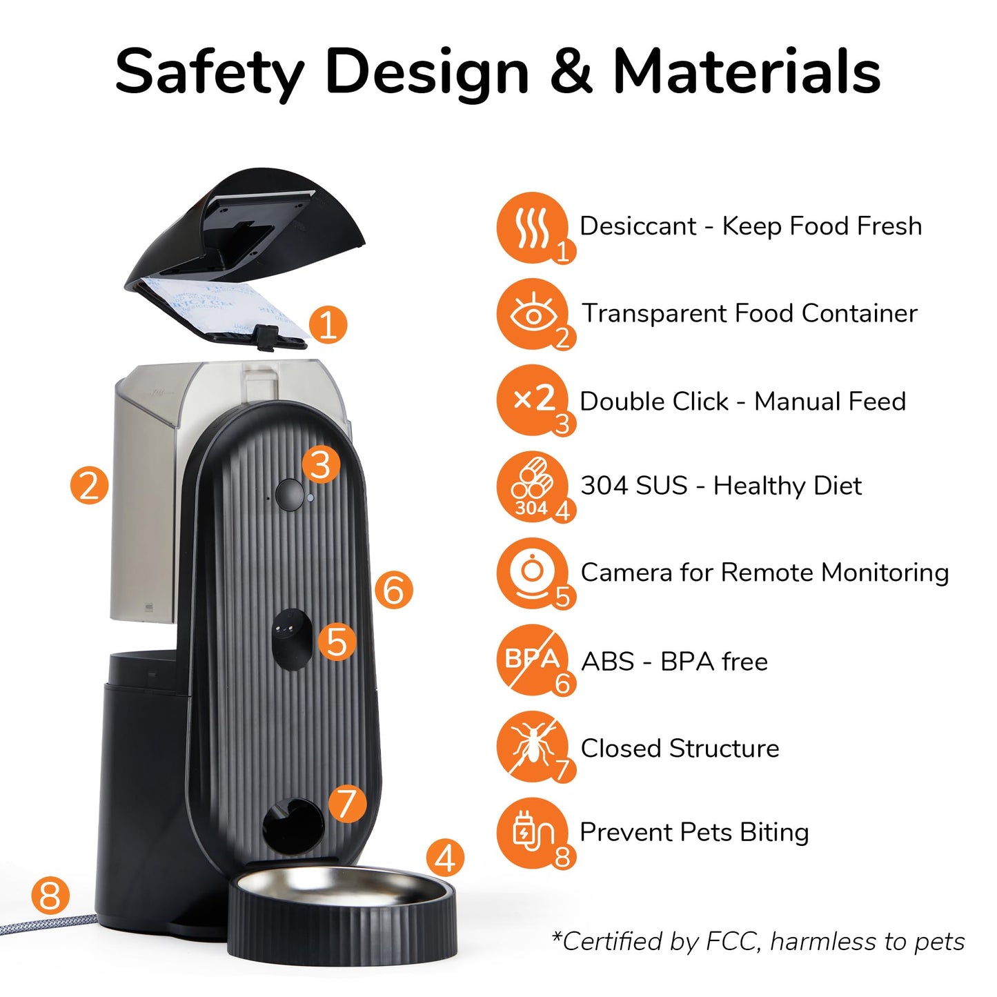 FUKUMARU Automatic Cat Feeder, 2 in 1 Automatic Pet Feeders with Camera and Audio, Support DIY Meals and Timed Control WiFi Cat Food Dispenser