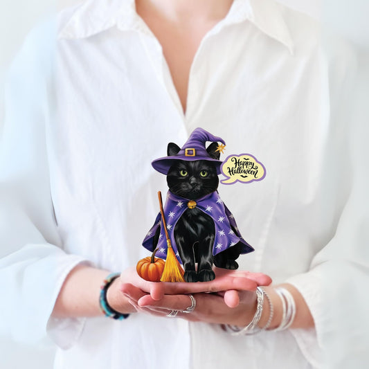 Freshcut Paper Pop Up Cards, Mini Halloween Cat, 6 Inch Mini Sized 3D Cat Gifts, Popup Greeting Card, Halloween Cards, October Card, Blank Notecard & Envelope