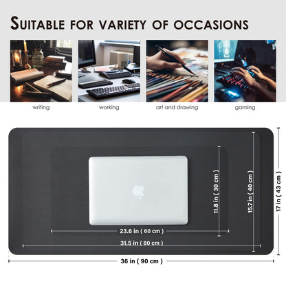 Compact Leather Desk Mat - Small Non-Slip PU Desk Pad for Office and Home - Desk Organization and Accessories - Ideal for Large Mouse Pad and Small Desk Mats on Top of Desks (Black,23.6"x 11.8")