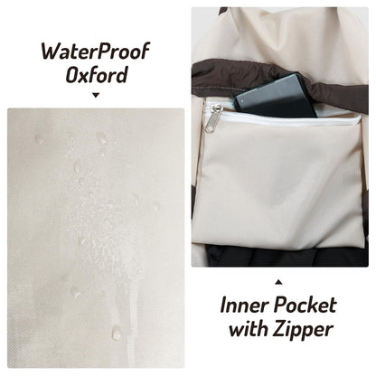 Laundry Bag Backpack with Shoulder Straps and Detergent Holder Clothes, Travel Laundry Backpack Bag Hamper for College Dorm Room (Khaki w Brown)