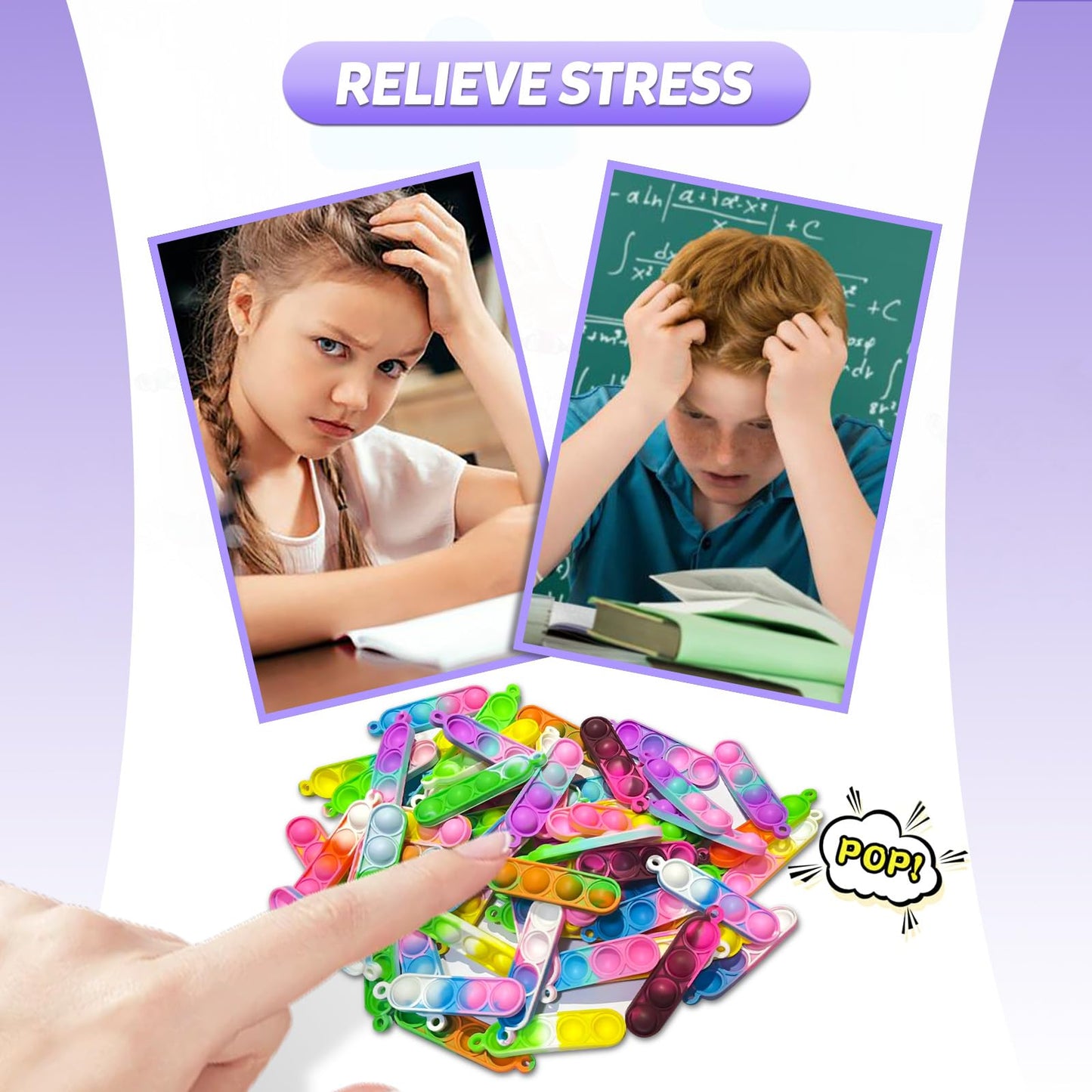 260 PCS Pop Keychain Bulk Party Favors,Fidget Toys for Kids Bulk Mini Pop Keychain Sensory Toys Stocking Pinata Stuffers Birthday Classroom Prizes Toddler Fidget Pack Stress Relief Toys