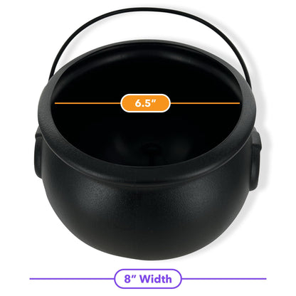 GiftExpress 8" Black Cauldron Bucket – Halloween Candy Bowl, Trick or Treat, St. Patrick's Pot of Gold Decor, Witch Kettle for Party Supplies