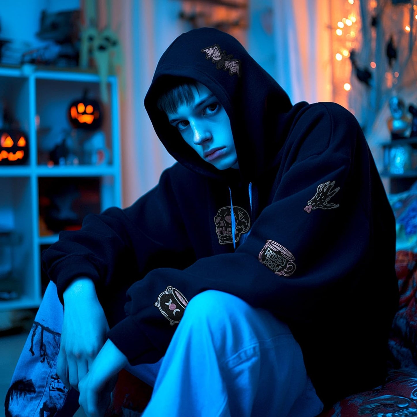 Harsgs Halloween Iron on Patches, Embroidered Iron on/Sew on Patches Halloween Themed Applique for Clothes, Dress, Hat, Jeans, DIY Accessories, Pack of 12