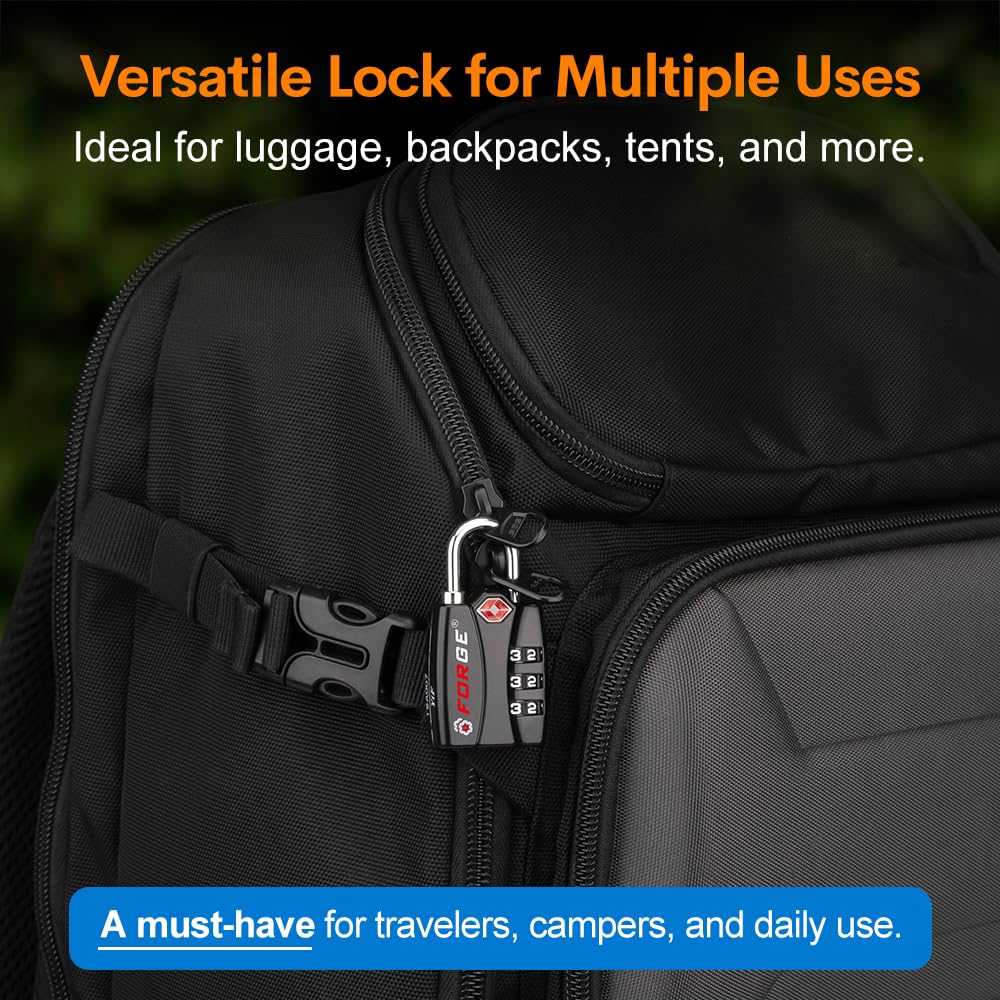 Forge TSA Approved Luggage Locks - Black 2 PK