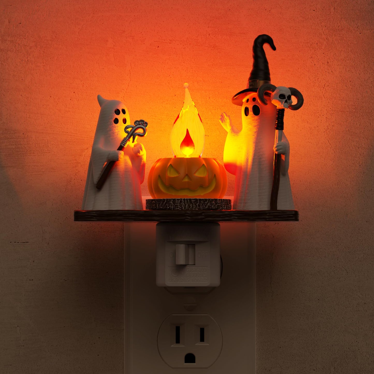 L LOHAS LED Halloween Night Light,Ghost Campfire Nightlight,Campfire Flickering Night Lights Plug into Wall,Halloween Decorations for Party,Adults,Kids,Gift