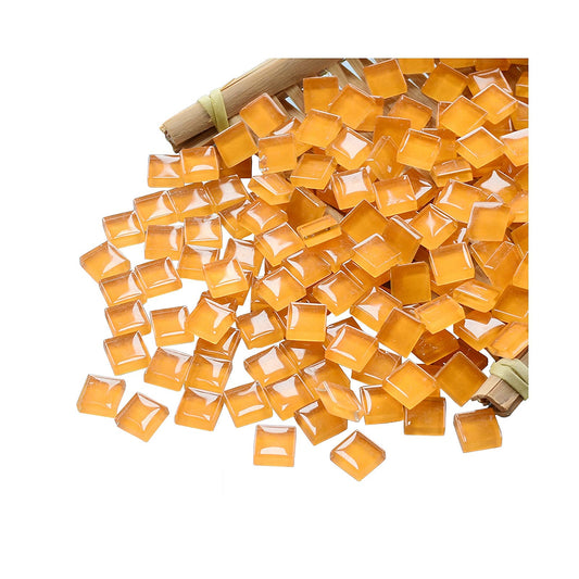 100 Pieces Mosaic Tiles Squares Orange Crystal Mosaic Stained Glass for Crafts Supplies DIY Picture Frames Handmade Jewelry Coasters Art Material Decoration,1x1cm