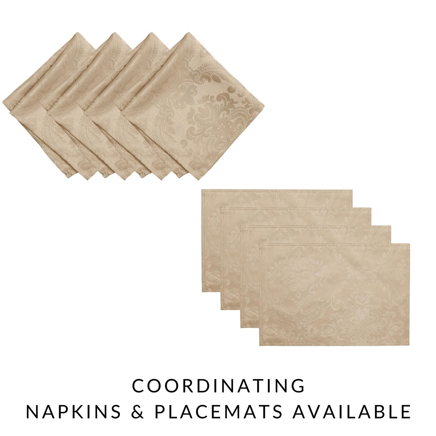 Elrene Home Fashions Caiden Elegance Damask Tablecloth, 60" x 144", Taupe