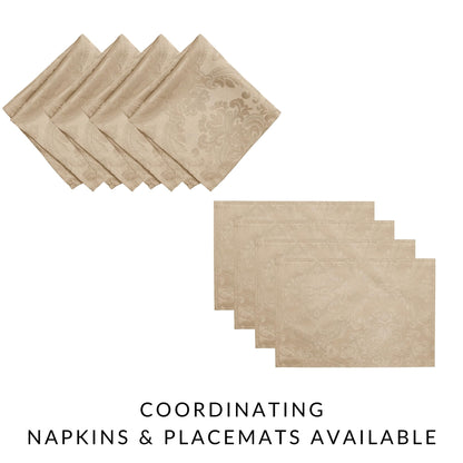 Elrene Home Fashions Caiden Elegance Damask Tablecloth, 60" x 144", Taupe