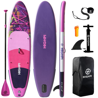 Highpi 11ft Inflatable Stand Up Paddle Board for Youth and Adults – Wide Sup with Premium Accessories, Blow Up Paddleboard for Surfing, Fishing, Yoga & More