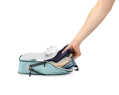 Large Packing Cube Set with See Through Mesh- Compression Packing Cubes Travel Organizers by TRIPPED Travel Gear (Dusty Teal)