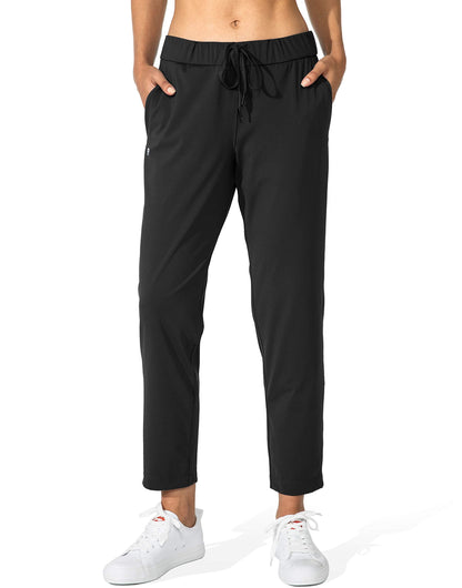 G Gradual Women's Pants with Deep Pockets 7/8 Stretch Sweatpants for Women Athletic, Golf, Lounge, Work (Black, X-Small)