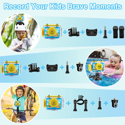 GKTZ Kids Camera - Waterproof Underwater Camera for Kids, Christmas Birthday Gifts for Boys Age 3-12, 1080P HD Children Digital Action Camera, Pool Toys for Kids Age 4-12